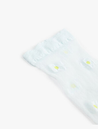 15 Den Çiçek Desenli Soket Çorap