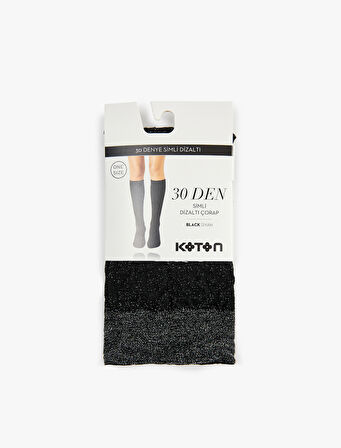 30 DEN Simli Pamuklu Diz Altı Çorap