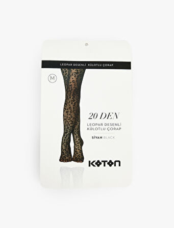 20 Den Leopar Desenli İnce Külotlu Çorap