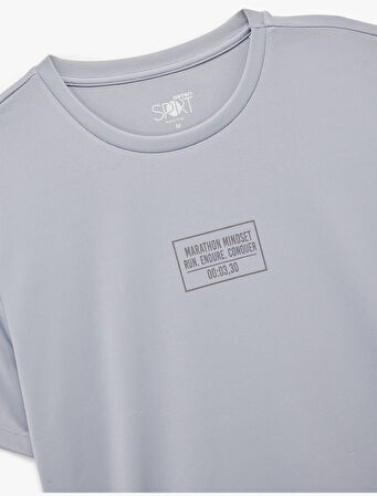 Kısa Kollu Bisiklet Yaka Baskılı Spor Tişört