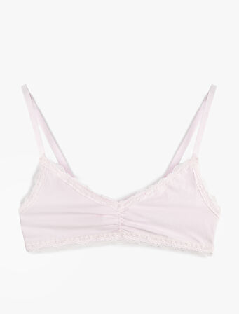 Rahat Kalıp Dolgusuz Pamuklu Balensiz Dantel Detaylı Sütyen