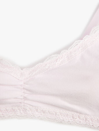 Rahat Kalıp Dolgusuz Pamuklu Balensiz Dantel Detaylı Sütyen