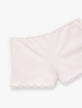 Dantel Detaylı Beli Lastikli Pamuklu Şort