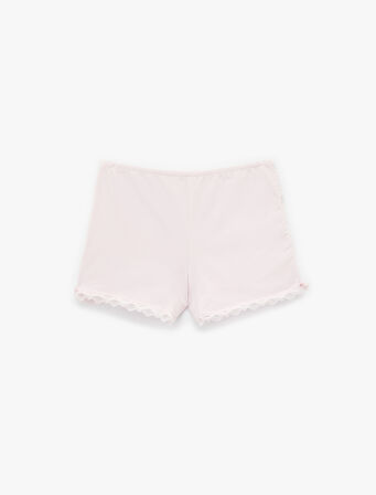 Dantel Detaylı Beli Lastikli Pamuklu Şort