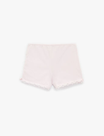 Dantel Detaylı Beli Lastikli Pamuklu Şort