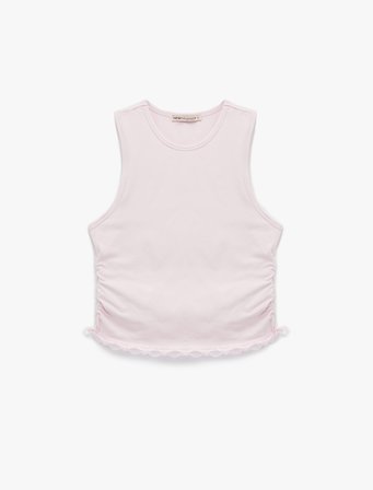 Bisiklet Yaka Dantel Detaylı Kolsuz Pijama Üstü 