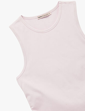 Bisiklet Yaka Dantel Detaylı Kolsuz Pijama Üstü 