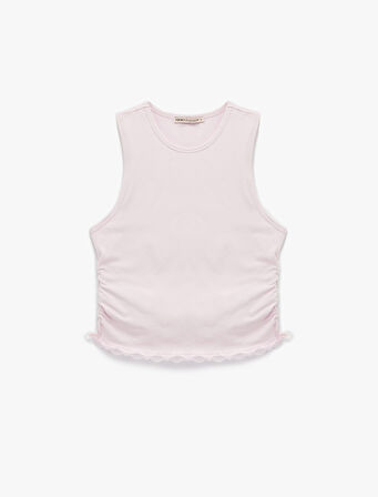 Bisiklet Yaka Dantel Detaylı Kolsuz Pijama Üstü 