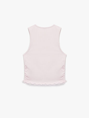 Bisiklet Yaka Dantel Detaylı Kolsuz Pijama Üstü 