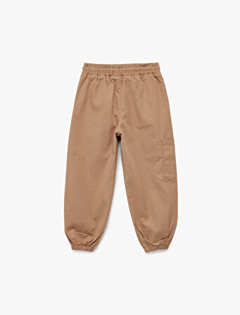Pamuklu Gabardin Beli Bağcıklı Kargo Cepli Jogger Pantolon