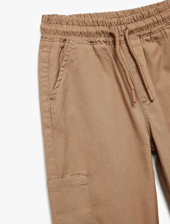 Pamuklu Gabardin Beli Bağcıklı Kargo Cepli Jogger Pantolon