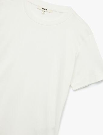 Pamuk Modal Karışımlı Slim Fit Kısa Kollu Bisiklet Yaka Basic Tişört