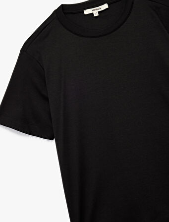 Pamuk Modal Karışımlı Slim Fit Kısa Kollu Bisiklet Yaka Basic Tişört