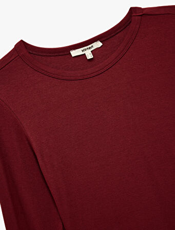 Slim Fit Uzun Kollu Bisiklet Yaka Viskon Tişört