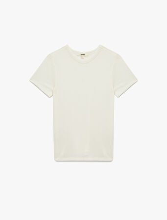 Viskon Kumaş Slim Fit Kısa Kollu Bisiklet Yaka Basic Tişört