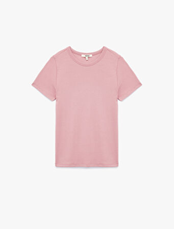 Viskon Kumaş Slim Fit Kısa Kollu Bisiklet Yaka Basic Tişört