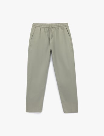 Keten Pamuk Karışımlı Beli Bağcıklı Chino Pantolon