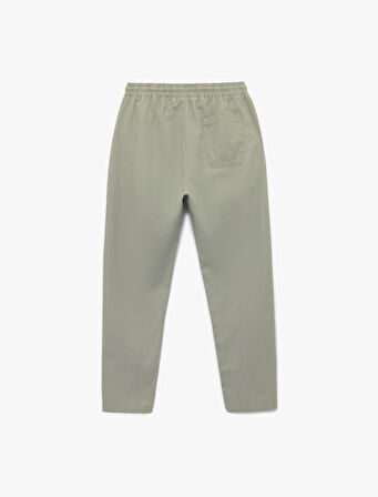 Keten Pamuk Karışımlı Beli Bağcıklı Chino Pantolon