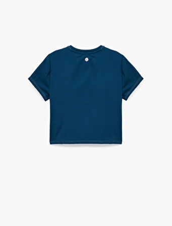 Slim Fit Kısa Kollu Bisiklet Yaka Crop Spor Tişört