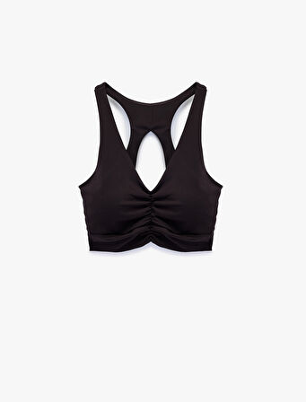 Kolsuz V Yaka Pencere Detaylı Sporcu Sütyeni