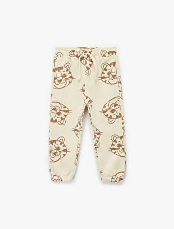 Pamuk Karışımlı Beli Bağcıklı Baskılı Jogger Eşofman Altı