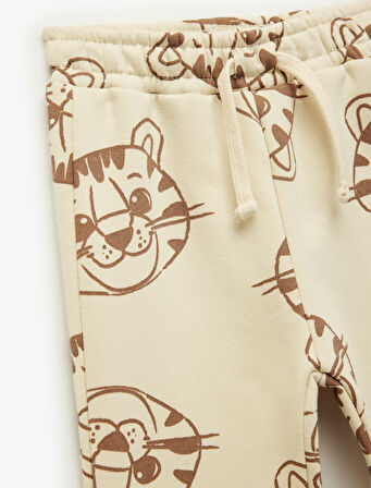 Pamuk Karışımlı Beli Bağcıklı Baskılı Jogger Eşofman Altı