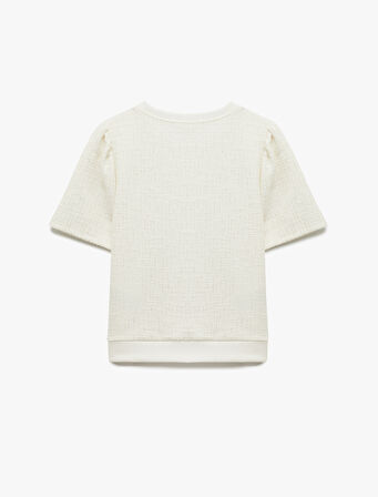 Kısa Kollu Bisiklet Yaka Fiyonk Detaylı Sweatshirt