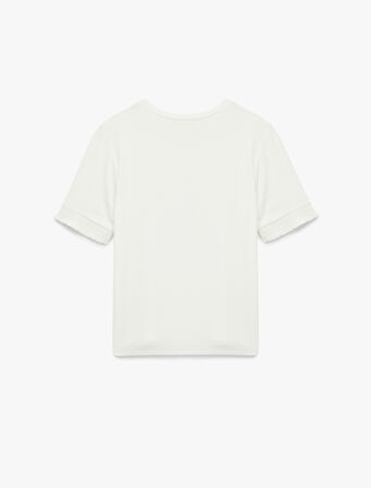 Slim Fit Ribana Detaylı Kısa Kollu Bisiklet Yaka Tişört