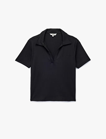 Pamuklu Fiyonk Nakış Detaylı Slim Fit Kısa Kollu Polo Yaka Tişört