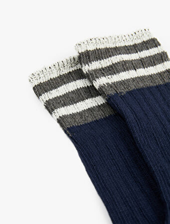 Pamuklu Çizgili Soket Çorap