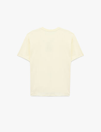 Kısa Kollu Bisiklet Yaka Nakışlı Oversize Tişört