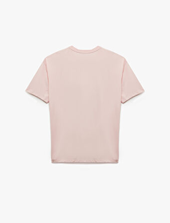 Rahat Kalıp Kısa Kollu Bisiklet Yaka Pamuklu Çiçek Baskılı Tişört