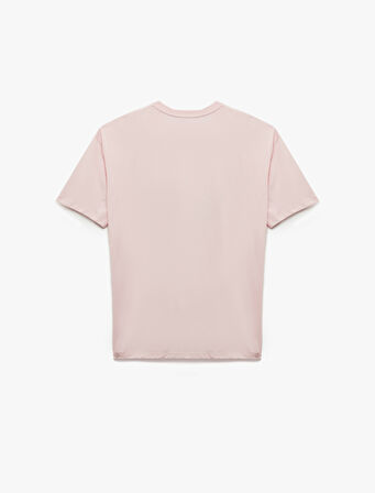 Rahat Kalıp Kısa Kollu Bisiklet Yaka Pamuklu Çiçek Baskılı Tişört