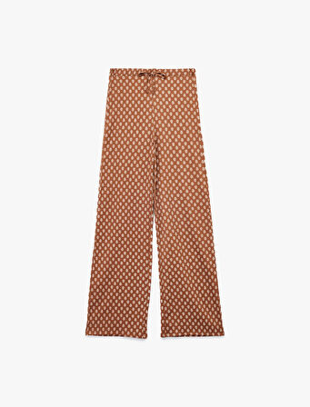 Beli Bağcıklı Rahat Kalıp Yüksek Bel Pantolon