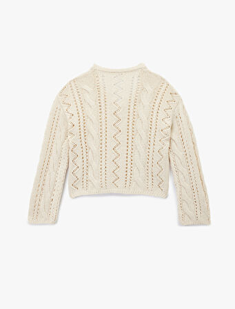 Ajurlu V Yaka Uzun Kollu Triko Kazak