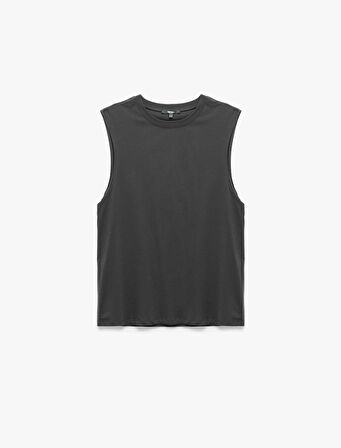 Bisiklet Yaka Regular Fit Pamuklu Kolsuz Tişört