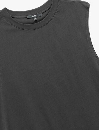 Bisiklet Yaka Regular Fit Pamuklu Kolsuz Tişört