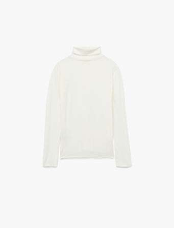 Slim Fit Viskon Kumaş Uzun Kollu Balıkçı Yaka Tişört