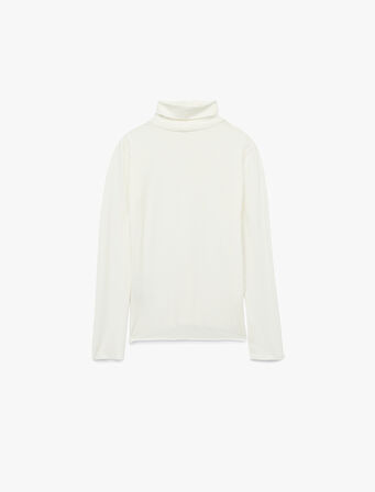 Slim Fit Viskon Kumaş Uzun Kollu Balıkçı Yaka Tişört