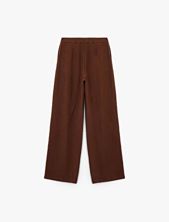 Modal Kumaş Cepli Beli Bağcıklı Geniş Paça Palazzo Pantolon