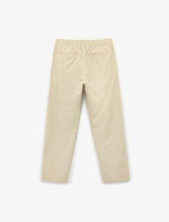 Pamuk Keten Karışımlı Cep Detaylı Beli Bağcıklı Pantolon