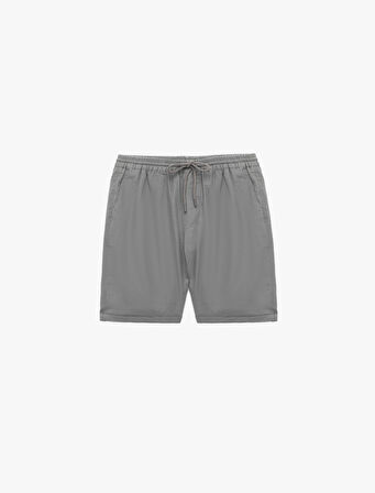 Keten Pamuk Karışımlı Cep Detaylı Beli Bağcıklı Şort