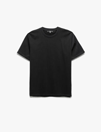 Regular Fit Kısa Kollu Bisiklet Yaka Tok Kumaş Pamuklu Basic Tişört
