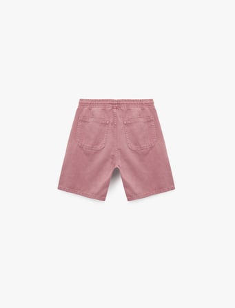 Pamuklu Bermuda Cep Detaylı Beli Bağcıklı Baggy Jean Şort