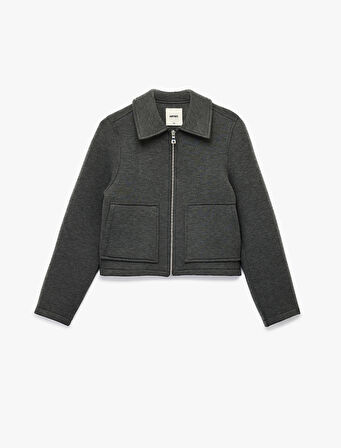 Scuba Kumaş Uzun Kollu Fermuarlı Crop Spor Ceket