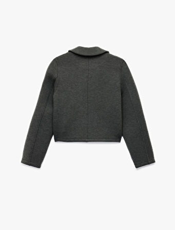 Scuba Kumaş Uzun Kollu Fermuarlı Crop Spor Ceket