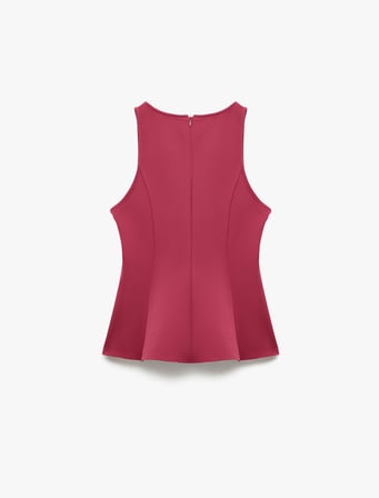 Slim Fit Kolsuz Bisiklet Yaka Peplum Bluz
