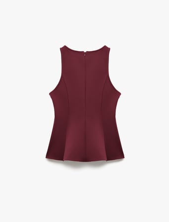 Slim Fit Kolsuz Bisiklet Yaka Peplum Bluz