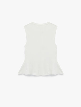 Düğmeli Bisiklet Yaka Peplum Kesim Triko Yelek