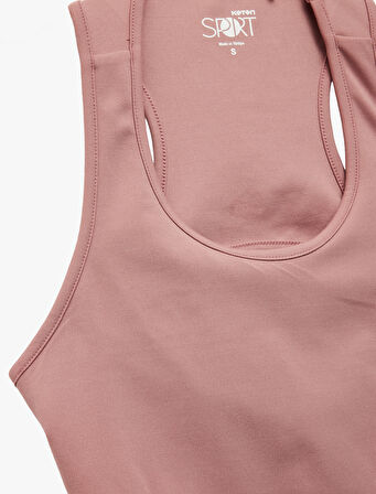 Kolsuz Bisiklet Yaka İnterlok Sırtı Pencere Detaylı Sporcu Sütyeni